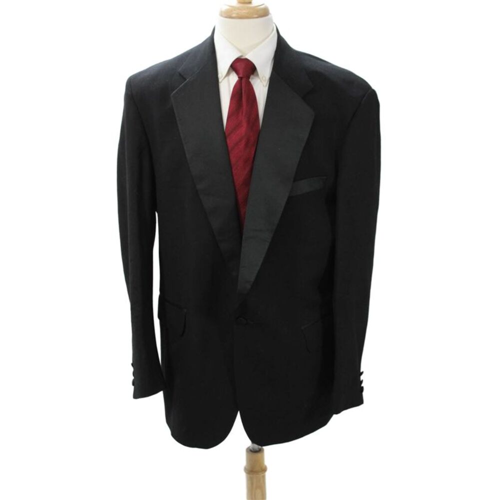 Christian Aujard Mens Tuxedo Jacket Black Wool Blend Button Size 46